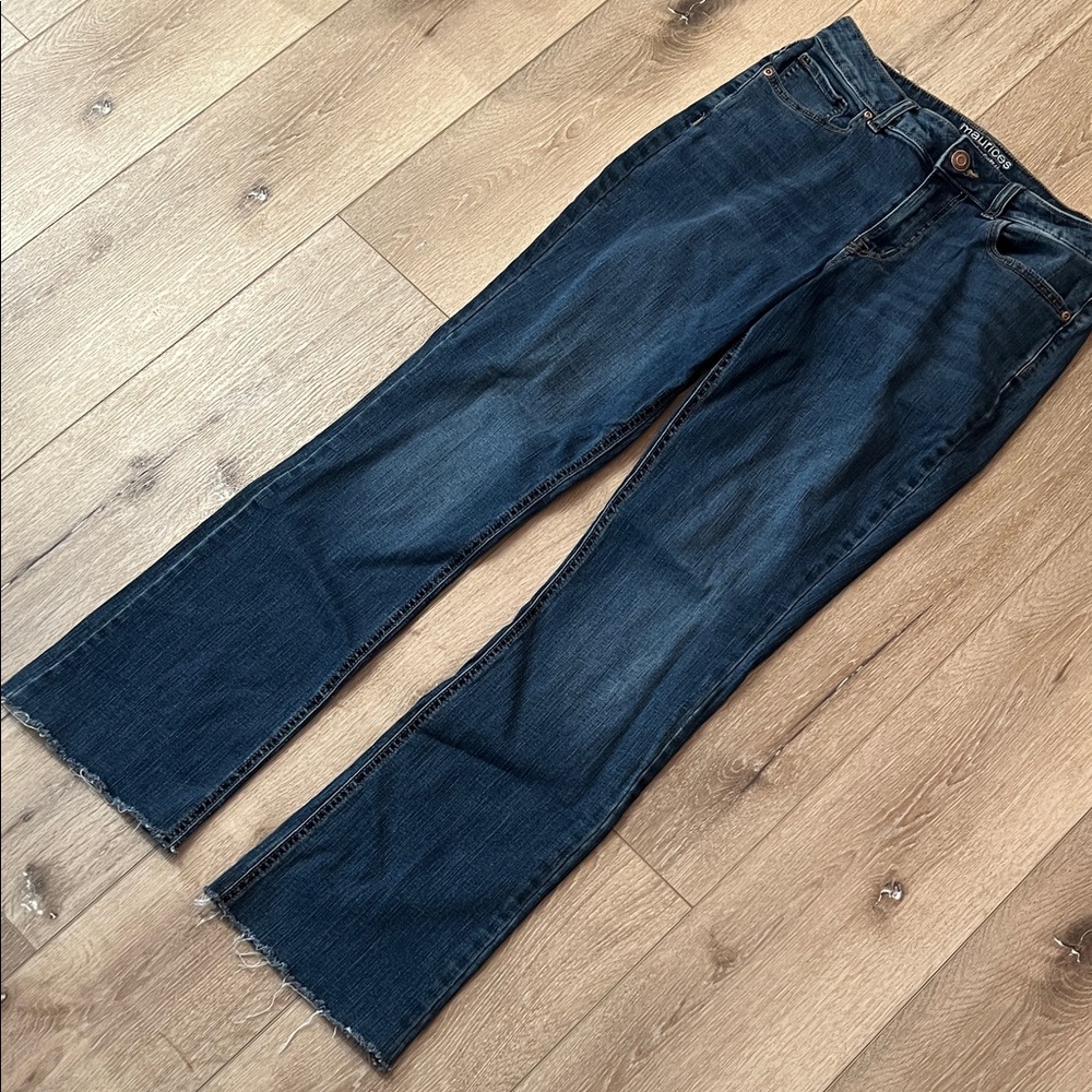 Maurices ~ Dark Blue High Rise Curvy Flare Jeans, Misses10 LONG